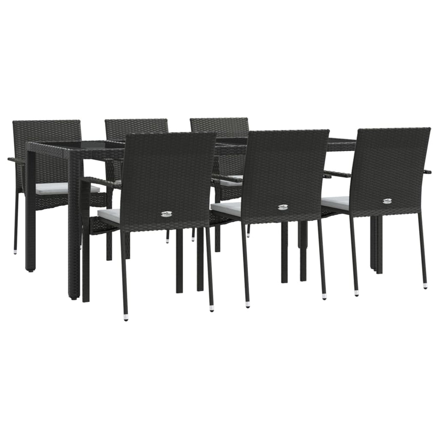 -Delige Tuinset Met Kussens Poly Rattan 7 190 cm tafellengte Zwart