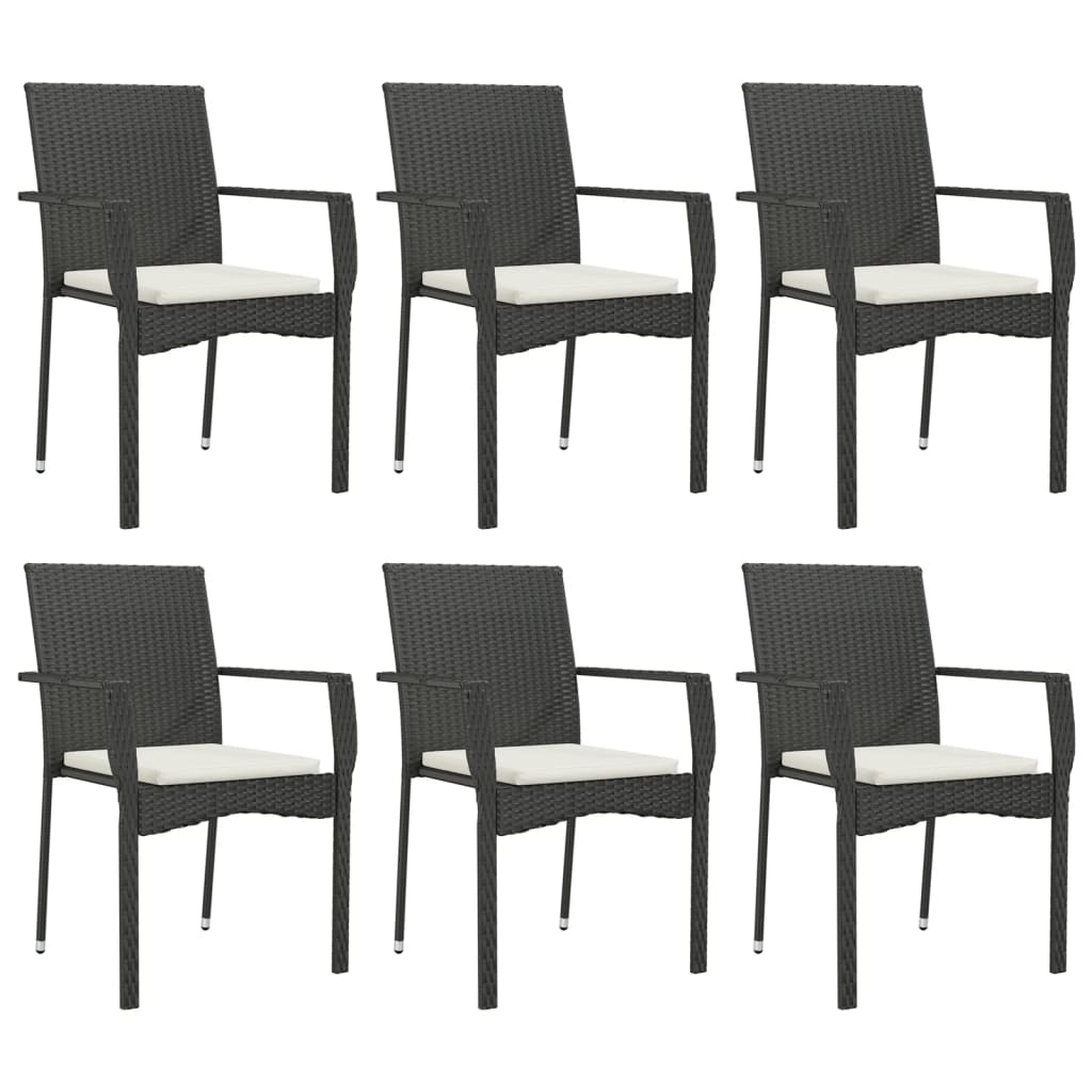 -Delige Tuinset Met Kussens Poly Rattan 7 190 cm tafellengte Zwart