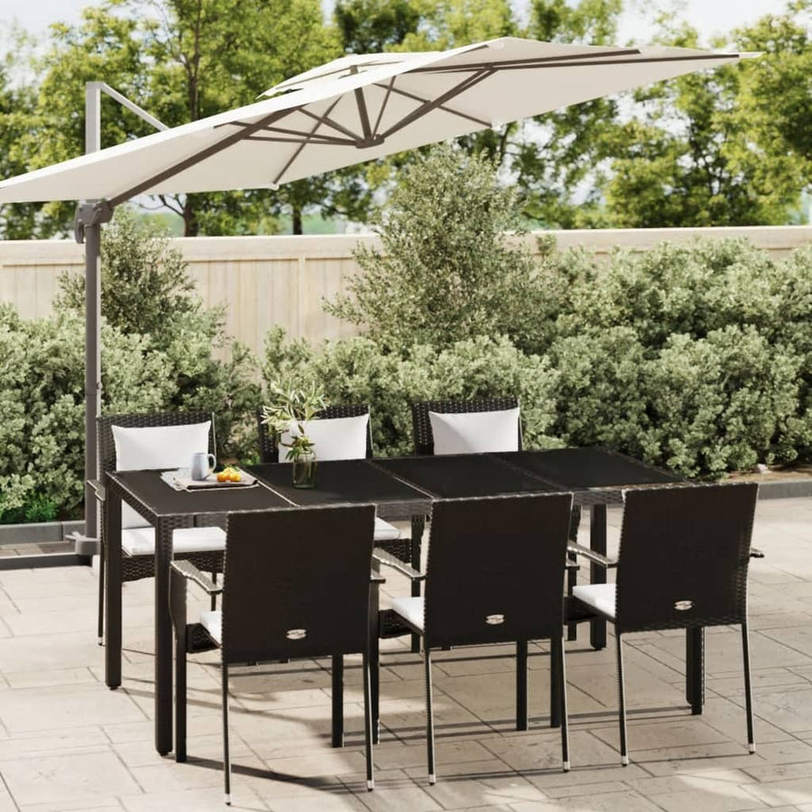 -Delige Tuinset Met Kussens Poly Rattan 7 190 cm tafellengte Zwart