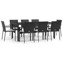 -Delige Tuinset Poly Rattan 9 190 cm tafellengte Zwart