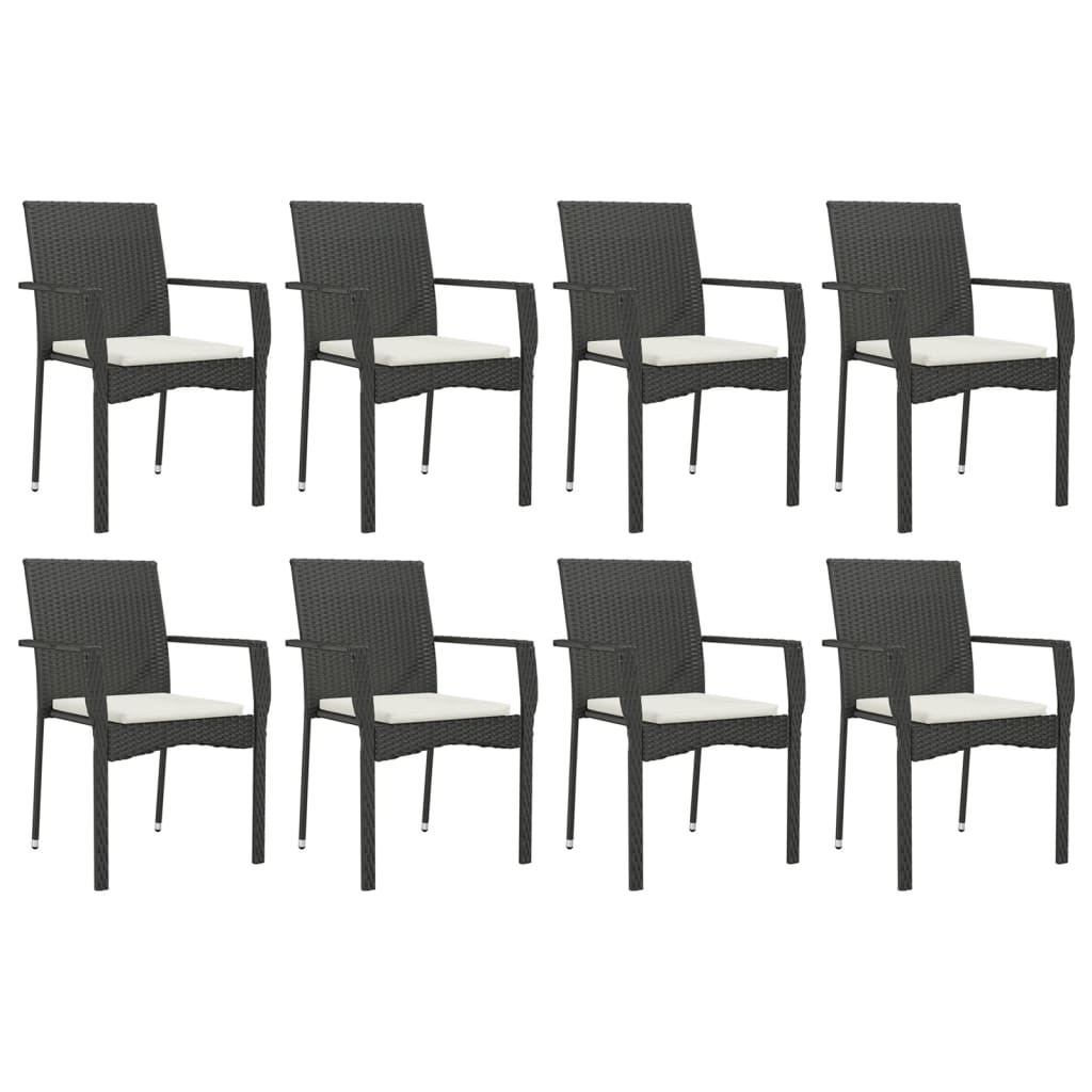 -Delige Tuinset Poly Rattan 9 190 cm tafellengte Zwart