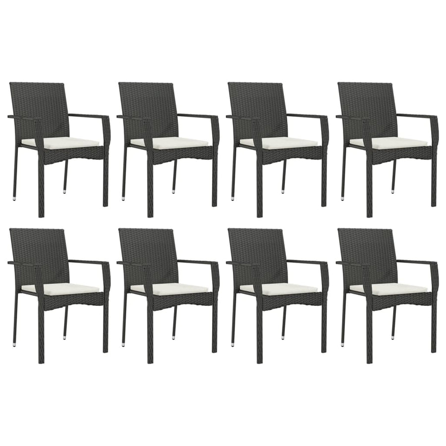 -Delige Tuinset Poly Rattan 9 190 cm tafellengte Zwart