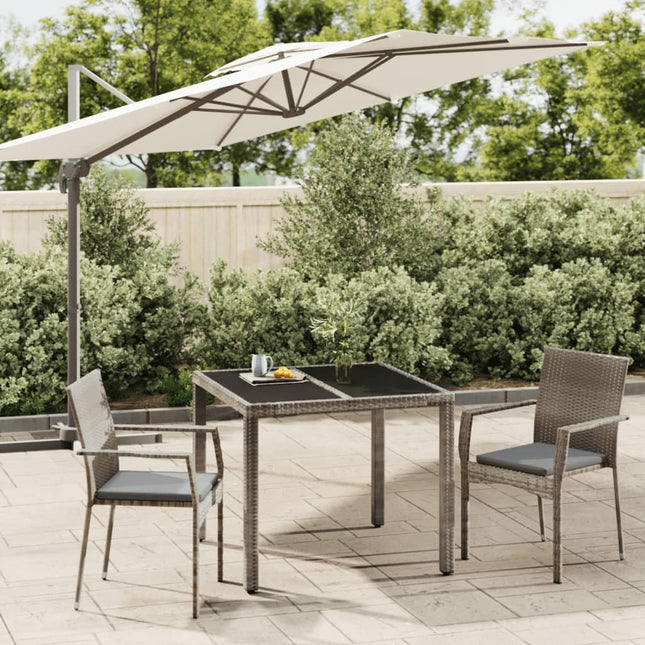 -Delige Tuinset Met Kussens Poly Rattan 3 90 cm tafellengte Grijs