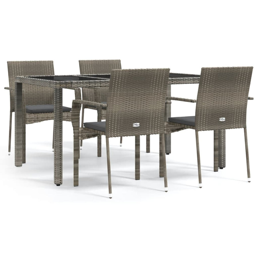-Delige Tuinset Met Kussens Poly Rattan 5 150 cm tafellengte Grijs