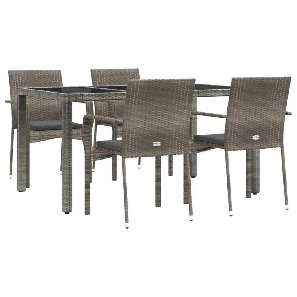 -Delige Tuinset Met Kussens Poly Rattan 5 150 cm tafellengte Grijs