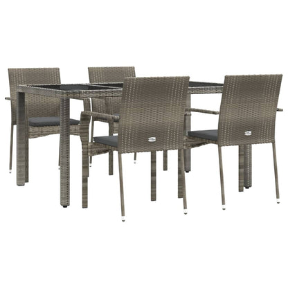 -Delige Tuinset Met Kussens Poly Rattan 5 150 cm tafellengte Grijs