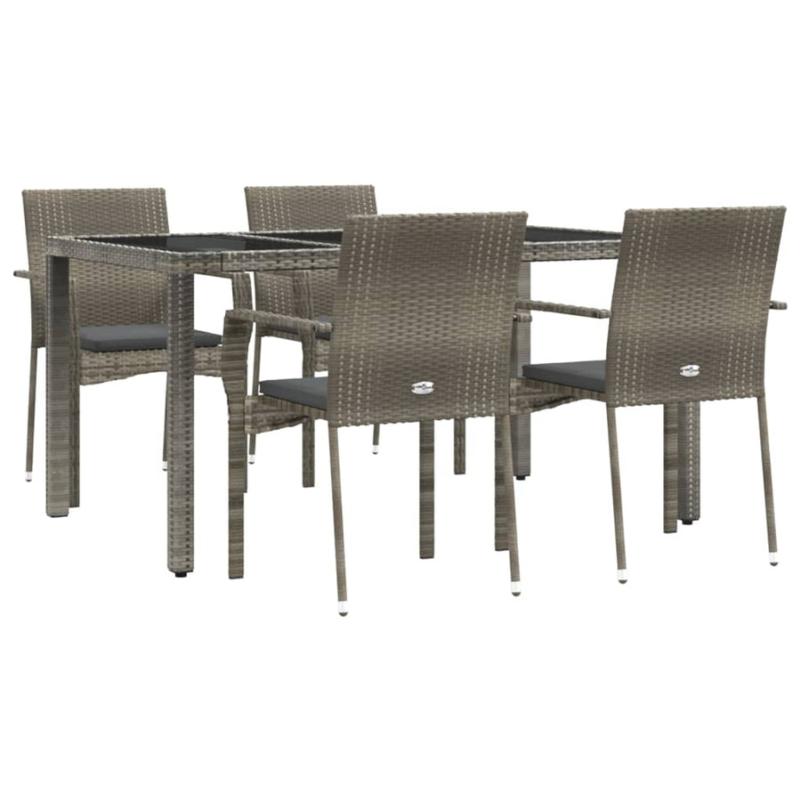 -Delige Tuinset Met Kussens Poly Rattan 5 150 cm tafellengte Grijs