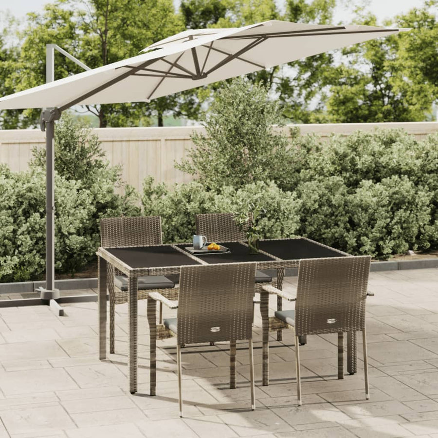 -Delige Tuinset Met Kussens Poly Rattan 5 150 cm tafellengte Grijs