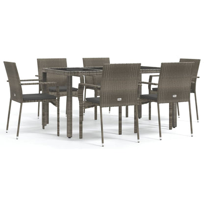 -Delige Tuinset Met Kussens Poly Rattan 7 150 cm tafellengte Grijs