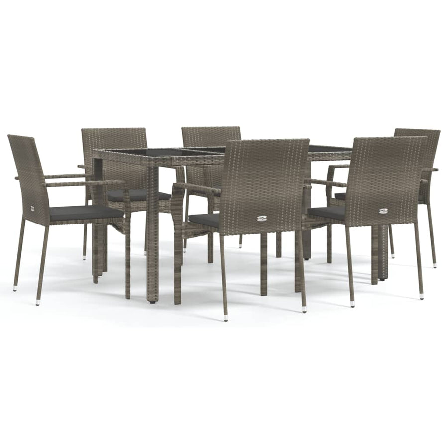 -Delige Tuinset Met Kussens Poly Rattan 7 150 cm tafellengte Grijs