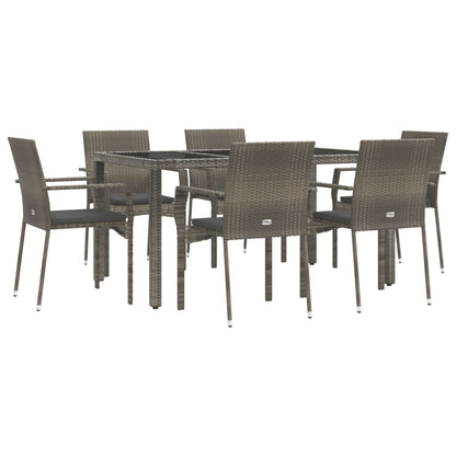 -Delige Tuinset Met Kussens Poly Rattan 7 150 cm tafellengte Grijs
