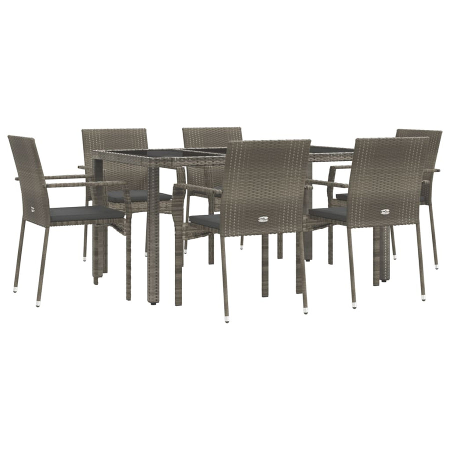 -Delige Tuinset Met Kussens Poly Rattan 7 150 cm tafellengte Grijs