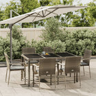 7-Piece Garden Set with Cushions Poly Rattan Grey