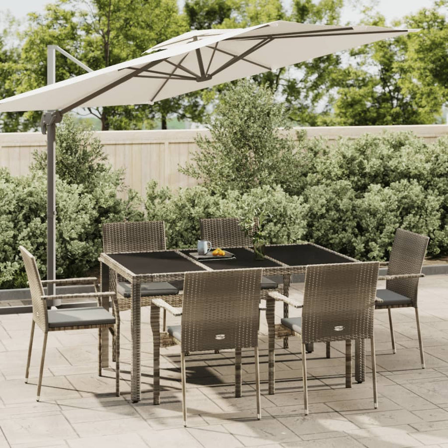 -Delige Tuinset Met Kussens Poly Rattan 7 150 cm tafellengte Grijs