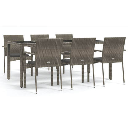 -Delige Tuinset Met Kussens Poly Rattan 7 190 cm tafellengte Grijs