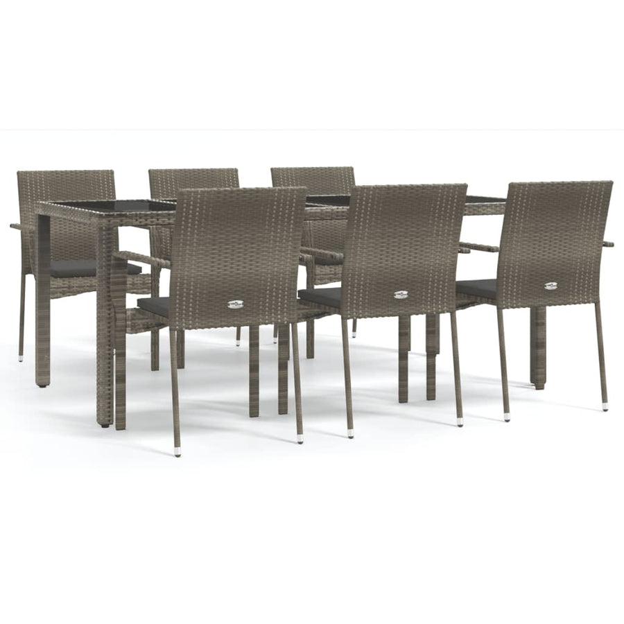 -Delige Tuinset Met Kussens Poly Rattan 7 190 cm tafellengte Grijs