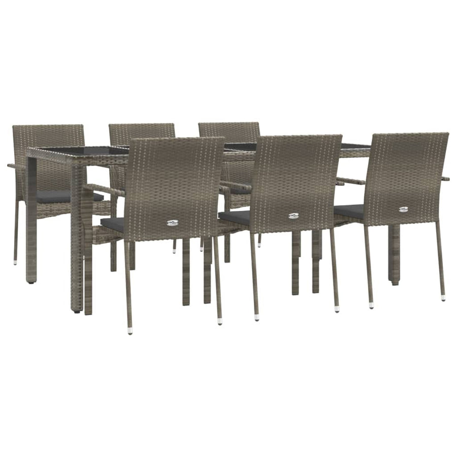 -Delige Tuinset Met Kussens Poly Rattan 7 190 cm tafellengte Grijs