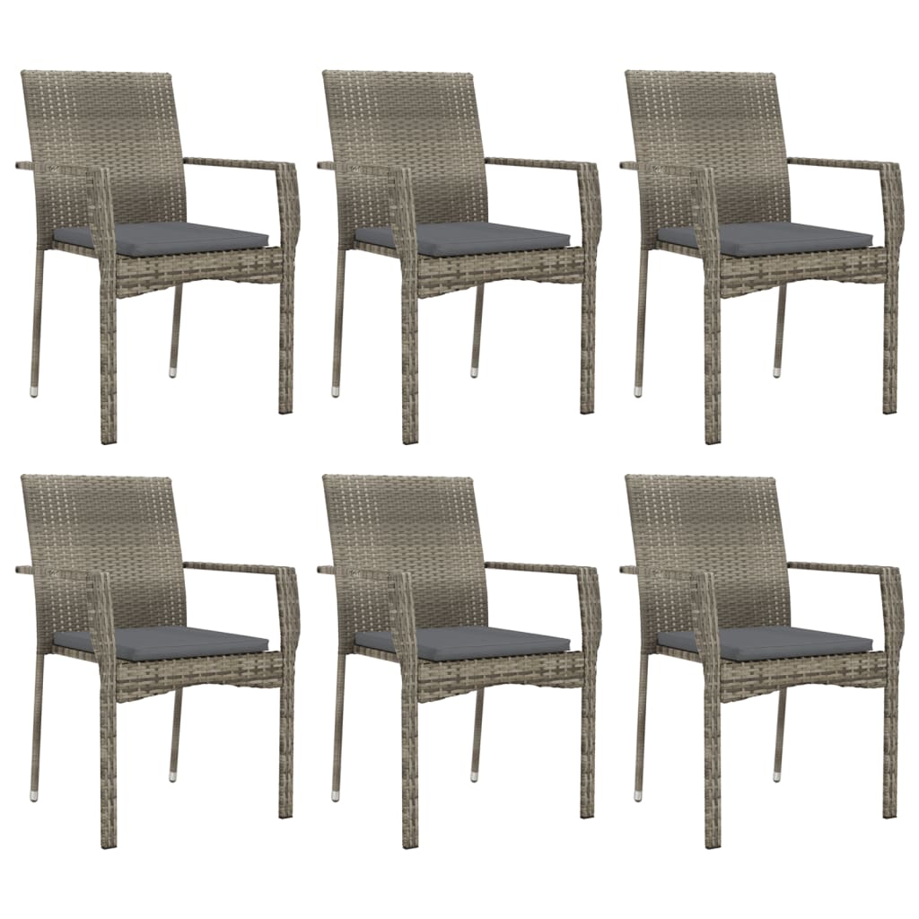 -Delige Tuinset Met Kussens Poly Rattan 7 190 cm tafellengte Grijs