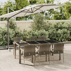 7-Piece Garden Set with Cushions Poly Rattan Grey