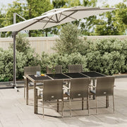 Tuinset 7-delig poly rattan grijs acaciahout