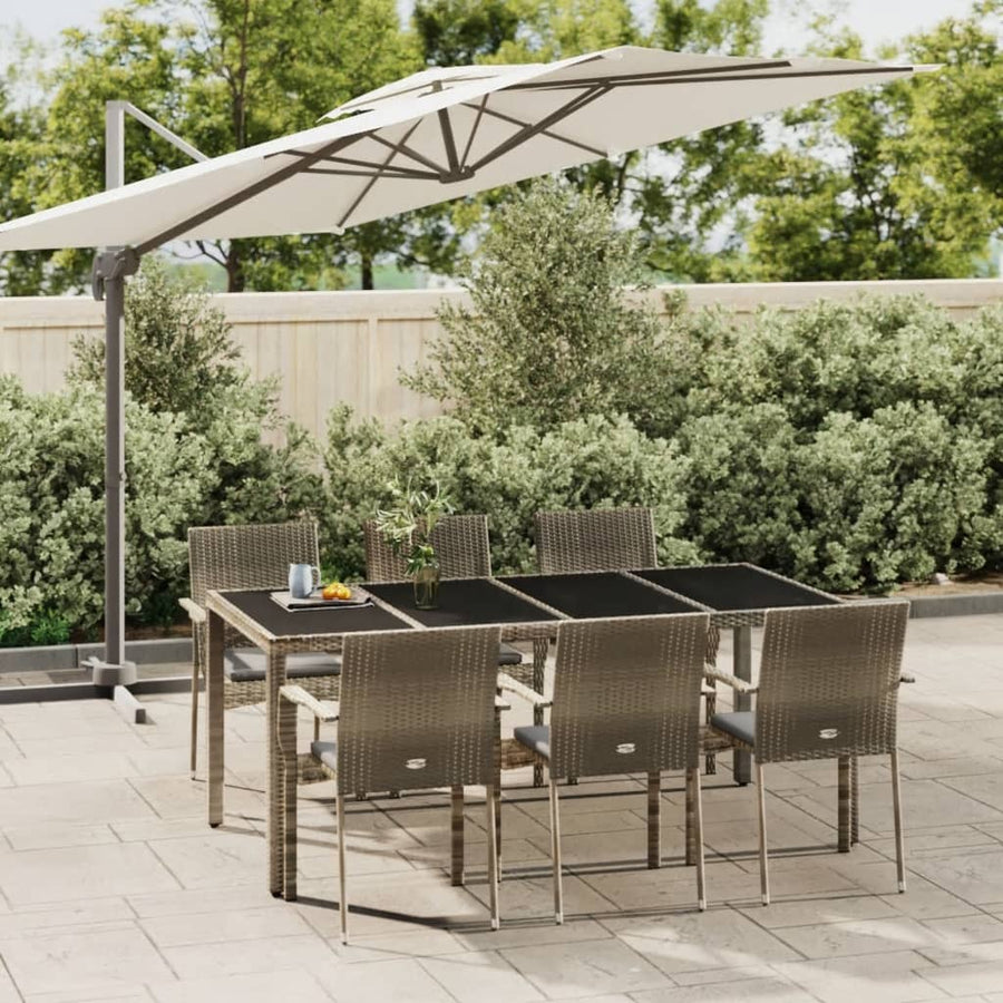 -Delige Tuinset Met Kussens Poly Rattan 7 190 cm tafellengte Grijs