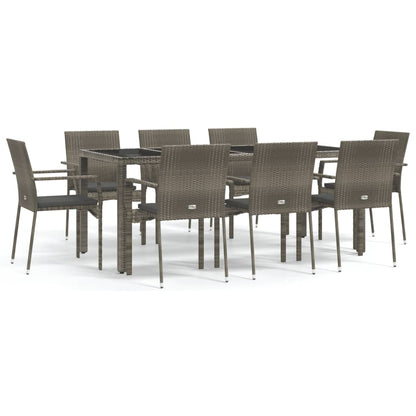 -Delige Tuinset Met Kussens Poly Rattan 9 190 cm tafellengte Grijs