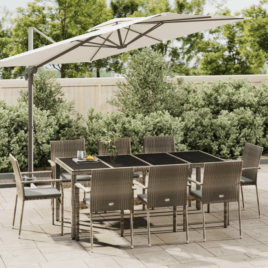 -Delige Tuinset Met Kussens Poly Rattan 9 190 cm tafellengte Grijs