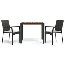 -Delige Tuinset Met Kussens Poly Rattan 3 90 cm tafellengte Zwart