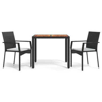 -Delige Tuinset Met Kussens Poly Rattan 3 90 cm tafellengte Zwart