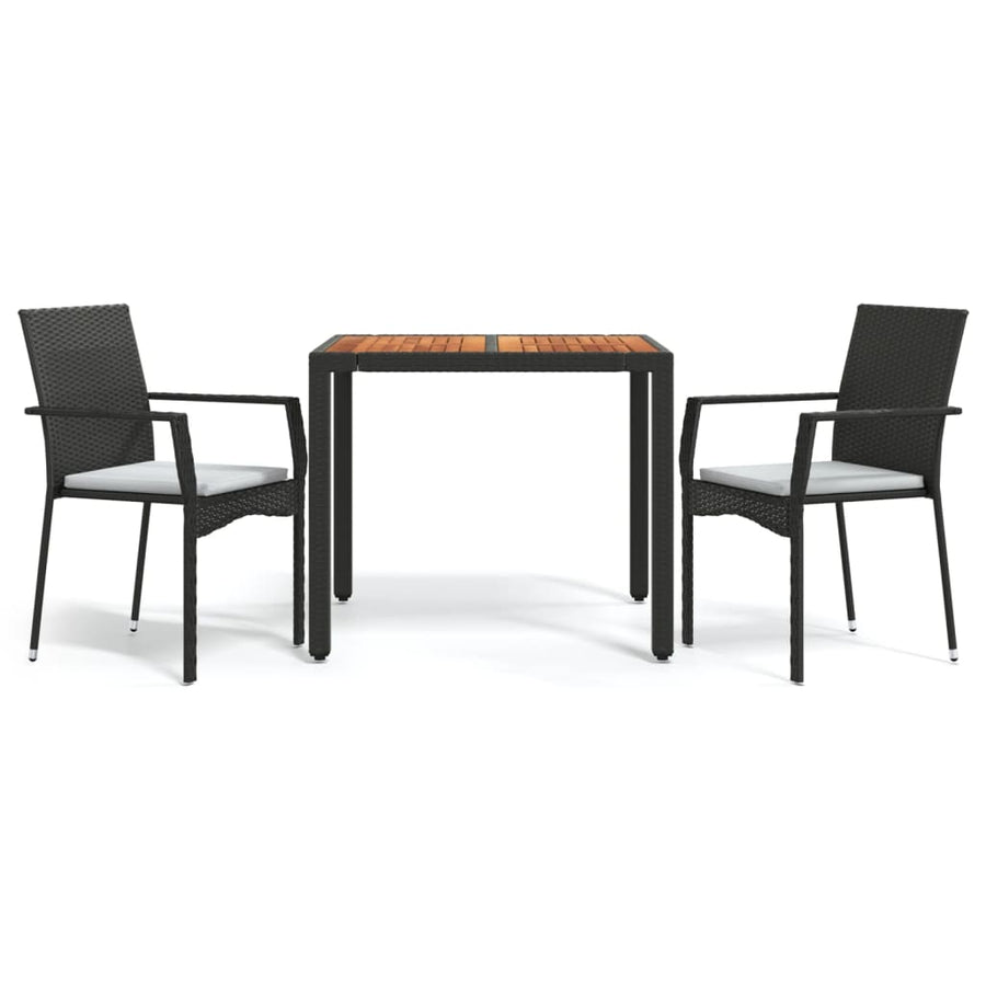 -Delige Tuinset Met Kussens Poly Rattan 3 90 cm tafellengte Zwart