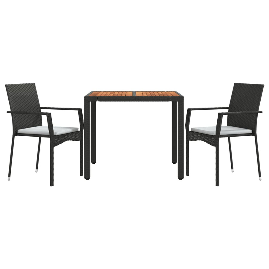 -Delige Tuinset Met Kussens Poly Rattan 3 90 cm tafellengte Zwart