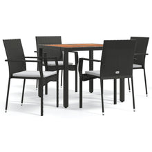 -Delige Tuinset Met Kussens Poly Rattan 5 90 cm tafellengte Zwart