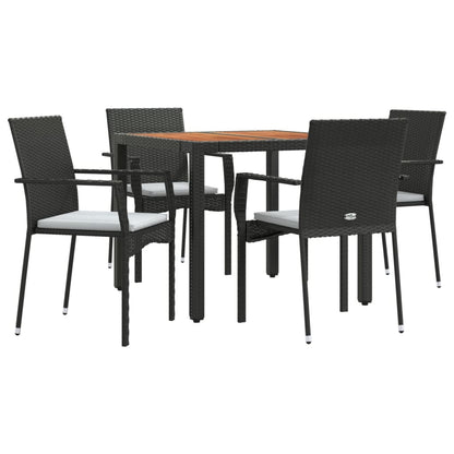 -Delige Tuinset Met Kussens Poly Rattan 5 90 cm tafellengte Zwart