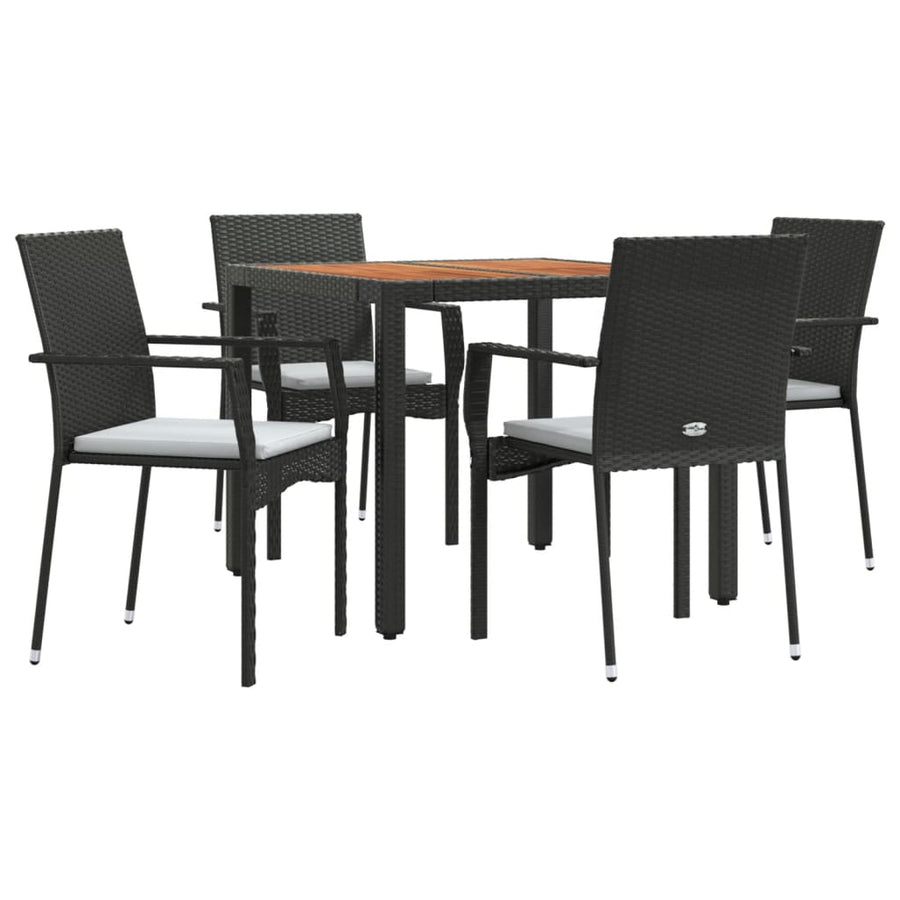 -Delige Tuinset Met Kussens Poly Rattan 5 90 cm tafellengte Zwart