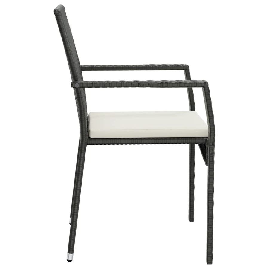 -Delige Tuinset Met Kussens Poly Rattan 5 90 cm tafellengte Zwart