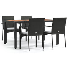 -Delige Tuinset Met Kussens Poly Rattan 5 150 cm tafellengte Zwart