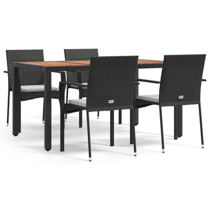 -Delige Tuinset Met Kussens Poly Rattan 5 150 cm tafellengte Zwart