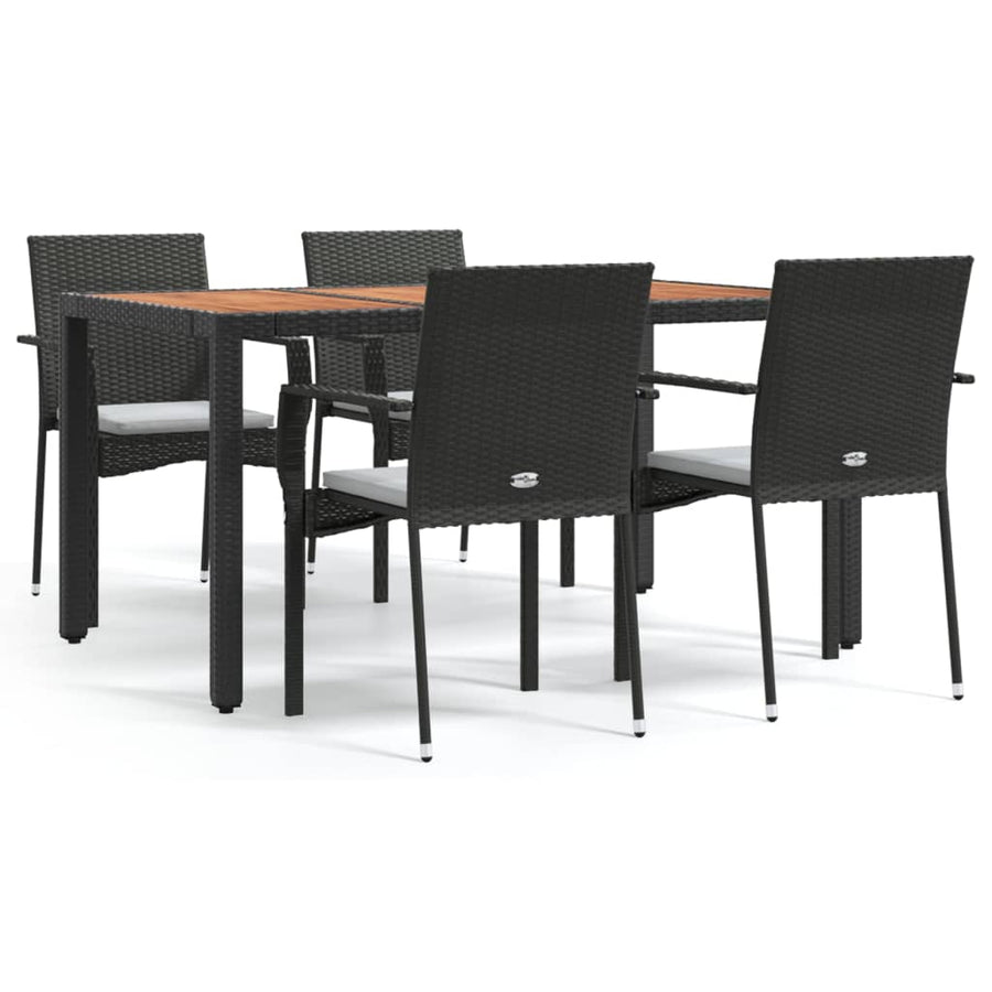 -Delige Tuinset Met Kussens Poly Rattan 5 150 cm tafellengte Zwart