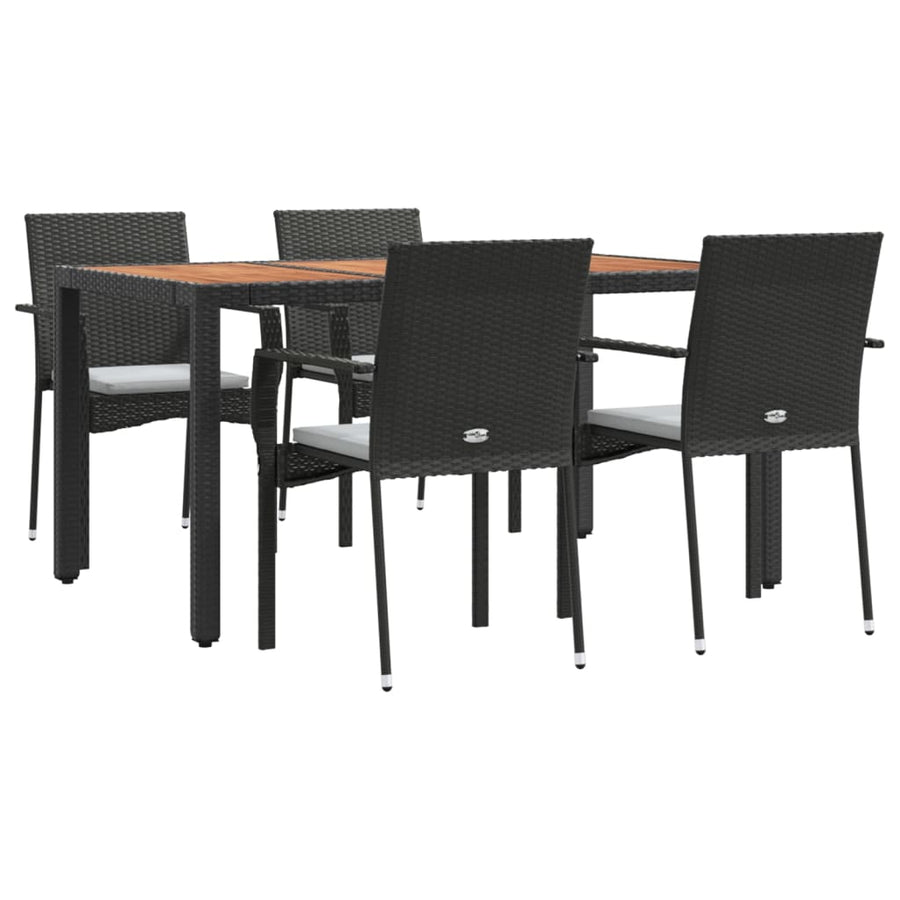 -Delige Tuinset Met Kussens Poly Rattan 5 150 cm tafellengte Zwart