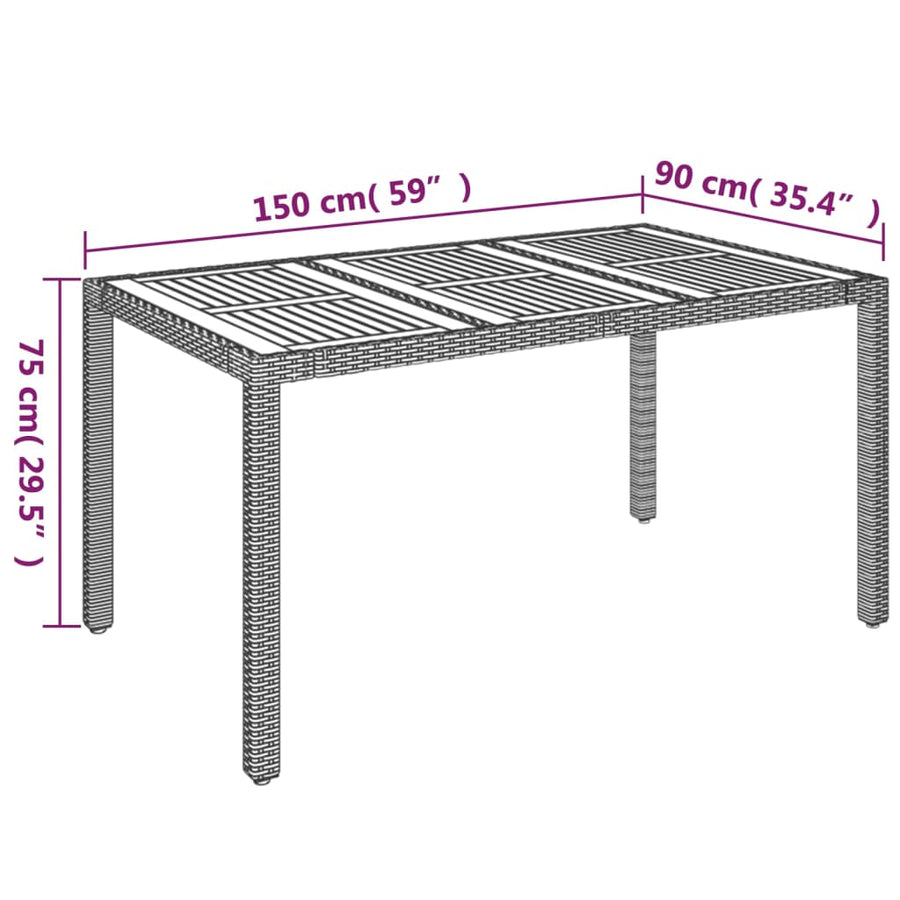 -Delige Tuinset Met Kussens Poly Rattan 5 150 cm tafellengte Zwart
