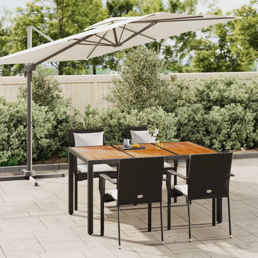 -Delige Tuinset Met Kussens Poly Rattan 5 150 cm tafellengte Zwart
