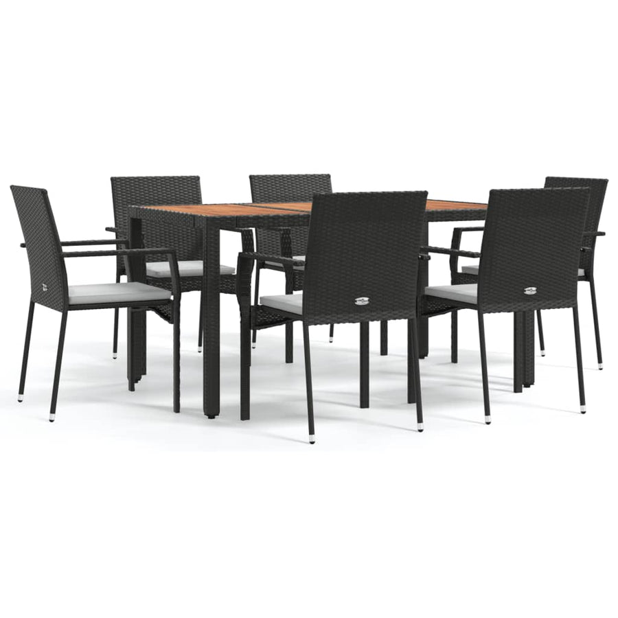 -Delige Tuinset Met Kussens Poly Rattan 7 150 cm tafellengte Zwart