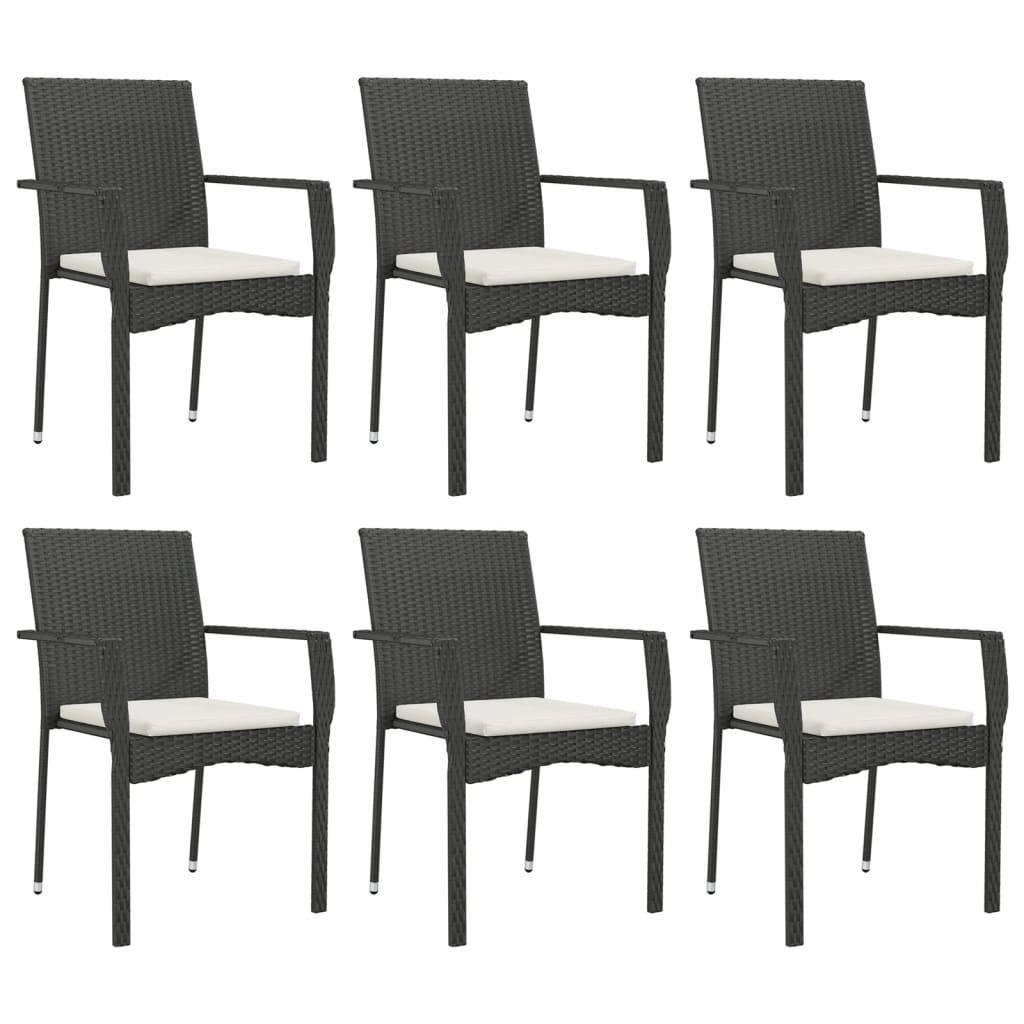 -Delige Tuinset Met Kussens Poly Rattan 7 150 cm tafellengte Zwart
