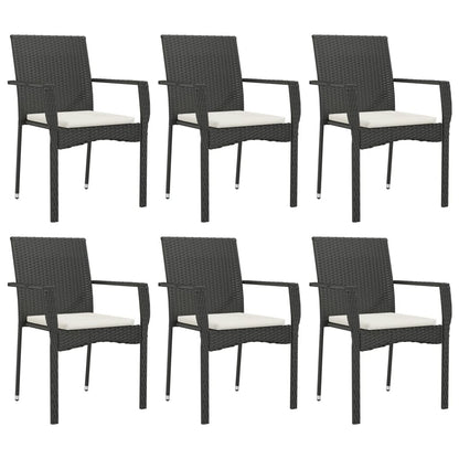 -Delige Tuinset Met Kussens Poly Rattan 7 150 cm tafellengte Zwart