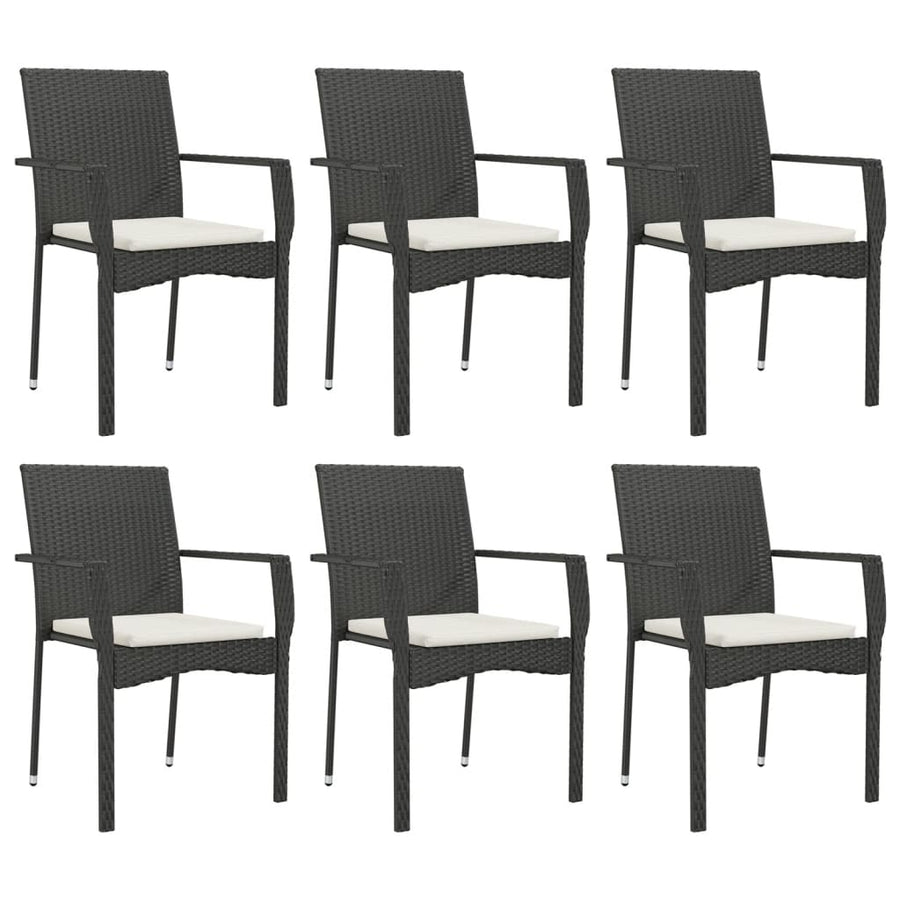-Delige Tuinset Met Kussens Poly Rattan 7 150 cm tafellengte Zwart