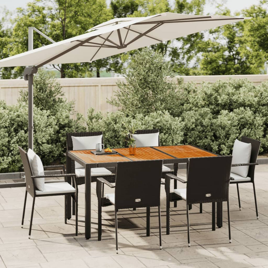 -Delige Tuinset Met Kussens Poly Rattan 7 150 cm tafellengte Zwart