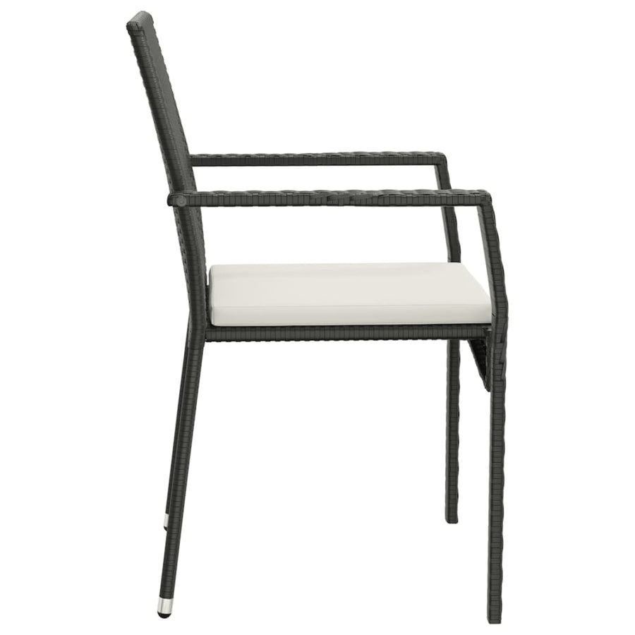 7-Delige Tuinset Met Kussens Poly Rattan Zwart 190 cm tafellengte