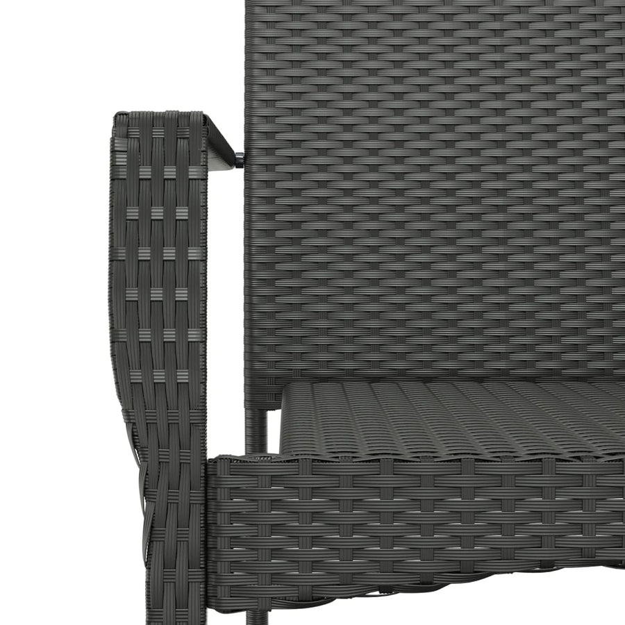 7-Delige Tuinset Met Kussens Poly Rattan Zwart 190 cm tafellengte