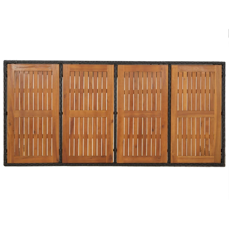 7-Delige Tuinset Met Kussens Poly Rattan Zwart 190 cm tafellengte