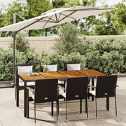 Tuinset 7-delig poly rattan zwart acaciahout